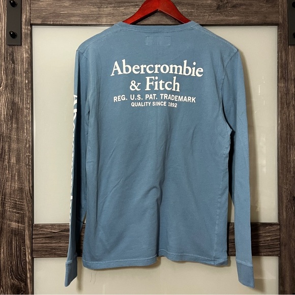 Abercrombie & Fitch Blue Spellout Soft AF Long Sleeve Tee Men's Medium - Picture 2 of 7